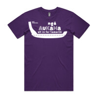 Ngā Aukaha All in for Tamariki waka T-shirt (Mens purple)