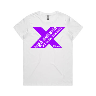 Ngā Aukaha All in for Tamariki logo T-shirt (Womans) Thumbnail