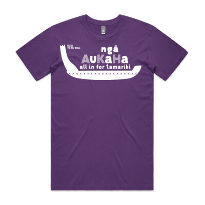 Ngā Aukaha All in for Tamariki waka T-shirt (Mens purple) Thumbnail
