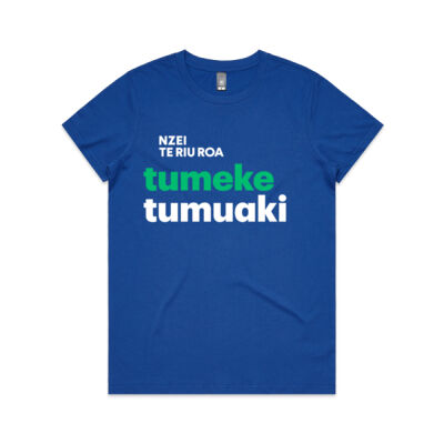 Tumeke-Tumuaki-T’shirt (Womans Blue, Black) Thumbnail