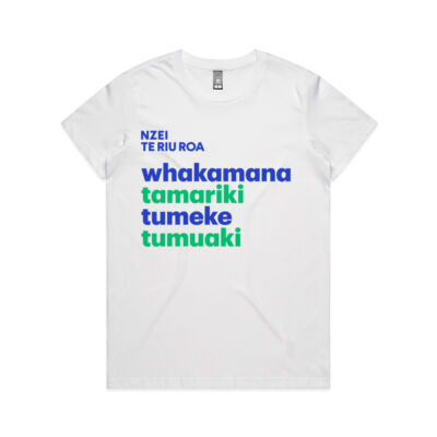 Tumeke-Tumuaki-T’shirt (Womans white) Thumbnail