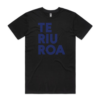 Te Riu Roa-blue-text-T’shirt (Mens Black, White, Green)  Thumbnail