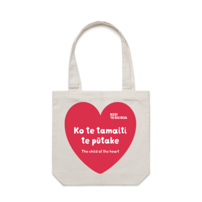 Ko te tamaiti te pūtake heart tote (black & bone) Thumbnail
