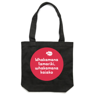 Whakamana red circle tote (black & bone) Thumbnail